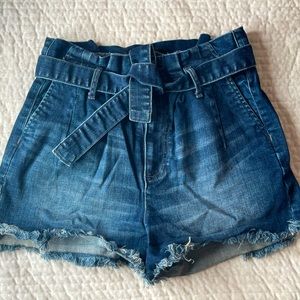 Express extreme high rise shortie, size US 4, worn